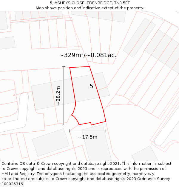 5, ASHBYS CLOSE, EDENBRIDGE, TN8 5ET: Plot and title map