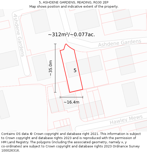 5, ASHDENE GARDENS, READING, RG30 2EP: Plot and title map