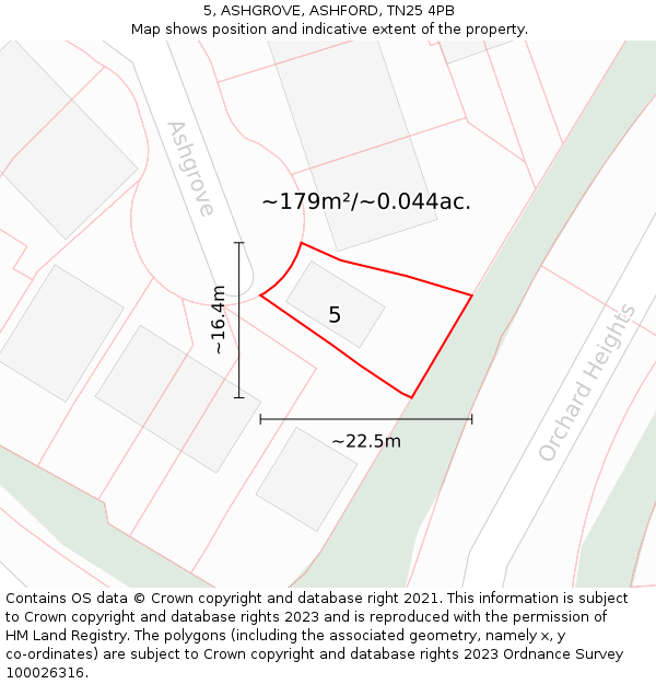 5, ASHGROVE, ASHFORD, TN25 4PB: Plot and title map