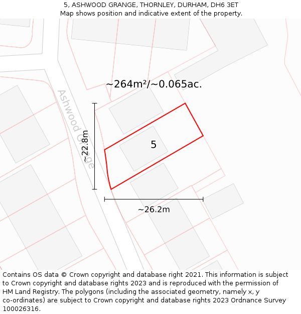 5, ASHWOOD GRANGE, THORNLEY, DURHAM, DH6 3ET: Plot and title map