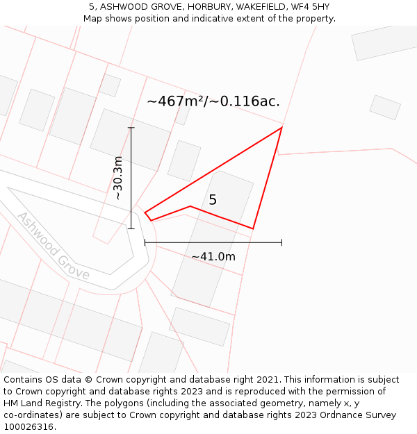 5, ASHWOOD GROVE, HORBURY, WAKEFIELD, WF4 5HY: Plot and title map