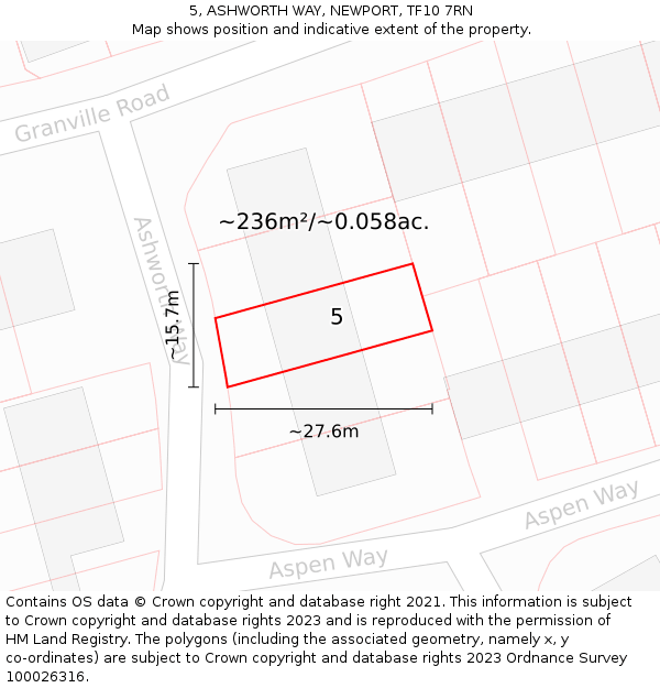 5, ASHWORTH WAY, NEWPORT, TF10 7RN: Plot and title map