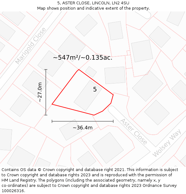 5, ASTER CLOSE, LINCOLN, LN2 4SU: Plot and title map