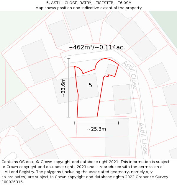 5, ASTILL CLOSE, RATBY, LEICESTER, LE6 0SA: Plot and title map