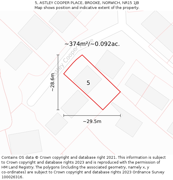 5, ASTLEY COOPER PLACE, BROOKE, NORWICH, NR15 1JB: Plot and title map