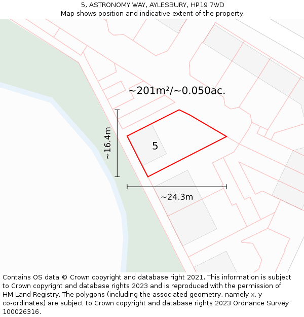 5, ASTRONOMY WAY, AYLESBURY, HP19 7WD: Plot and title map