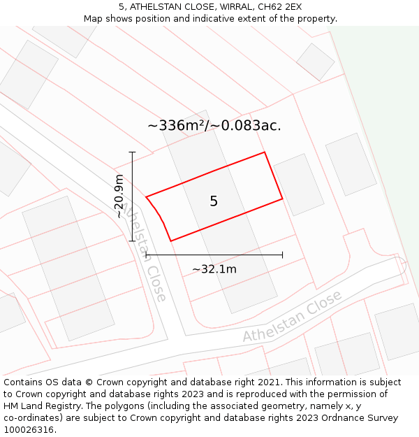 5, ATHELSTAN CLOSE, WIRRAL, CH62 2EX: Plot and title map