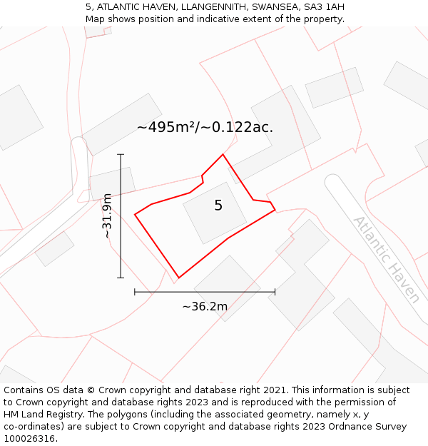 5, ATLANTIC HAVEN, LLANGENNITH, SWANSEA, SA3 1AH: Plot and title map