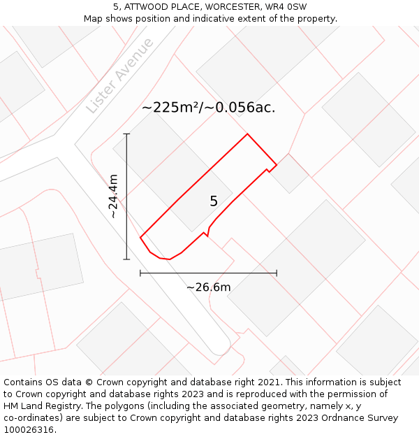 5, ATTWOOD PLACE, WORCESTER, WR4 0SW: Plot and title map