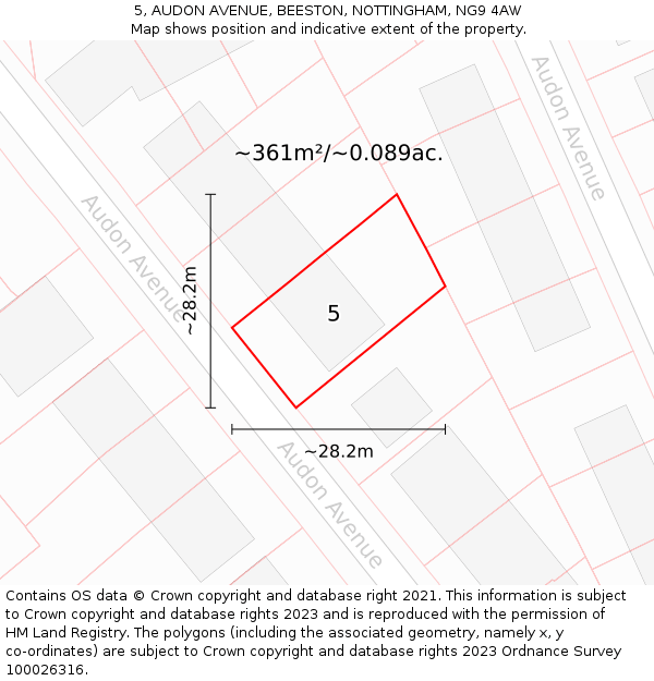 5, AUDON AVENUE, BEESTON, NOTTINGHAM, NG9 4AW: Plot and title map