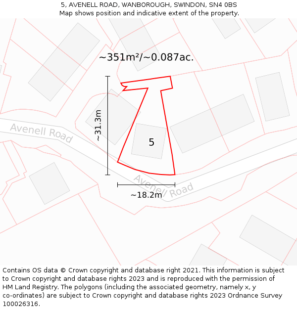 5, AVENELL ROAD, WANBOROUGH, SWINDON, SN4 0BS: Plot and title map