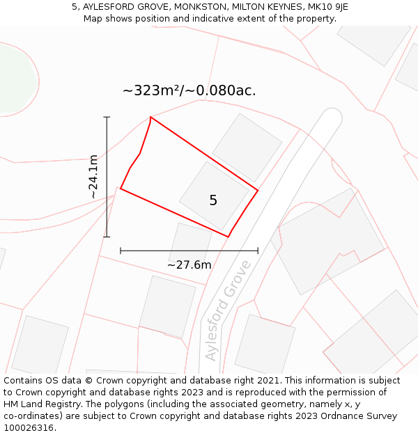 5, AYLESFORD GROVE, MONKSTON, MILTON KEYNES, MK10 9JE: Plot and title map