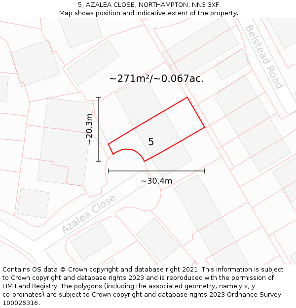 5, AZALEA CLOSE, NORTHAMPTON, NN3 3XF: Plot and title map