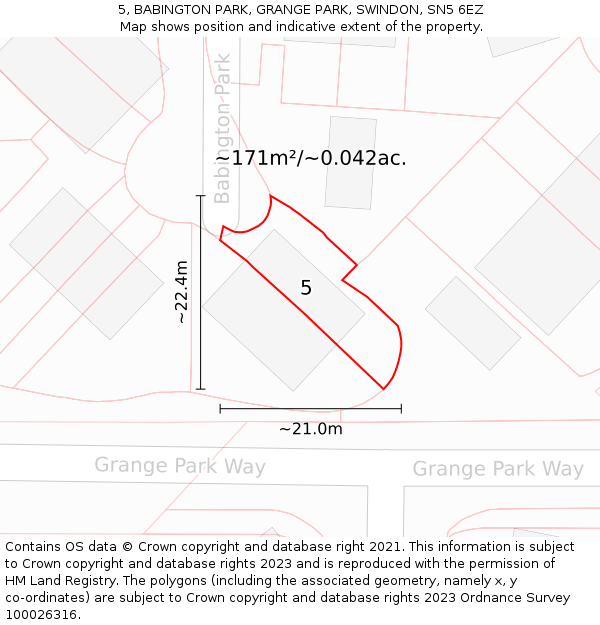 5, BABINGTON PARK, GRANGE PARK, SWINDON, SN5 6EZ: Plot and title map