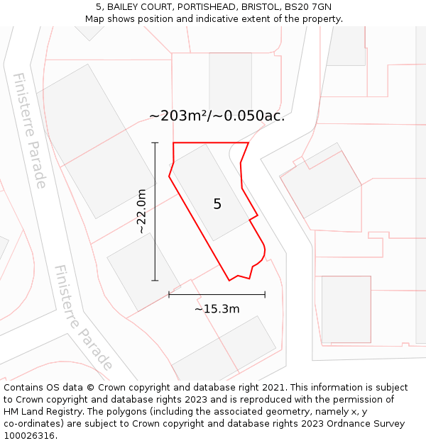 5, BAILEY COURT, PORTISHEAD, BRISTOL, BS20 7GN: Plot and title map