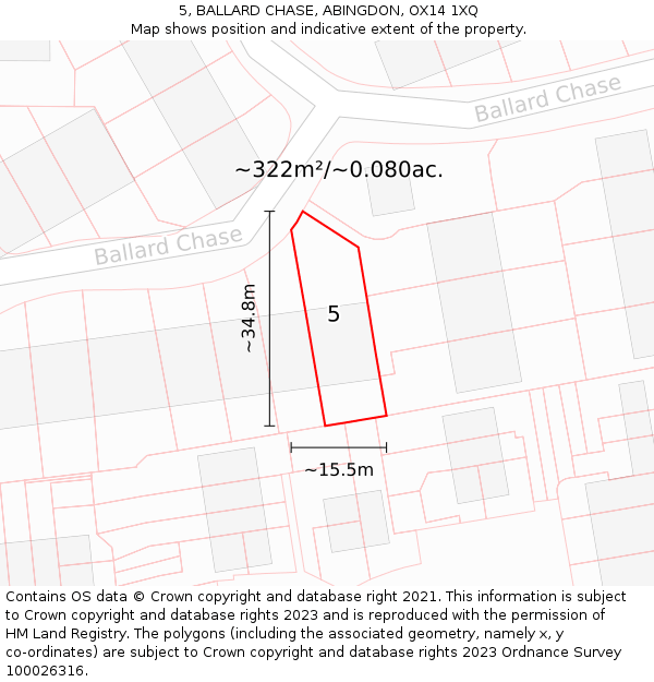 5, BALLARD CHASE, ABINGDON, OX14 1XQ: Plot and title map