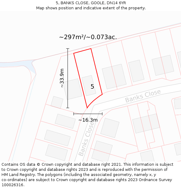 5, BANKS CLOSE, GOOLE, DN14 6YR: Plot and title map