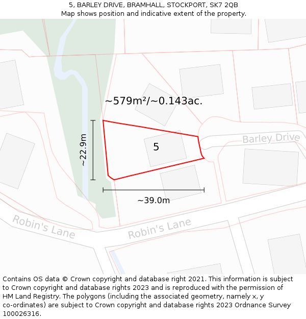 5, BARLEY DRIVE, BRAMHALL, STOCKPORT, SK7 2QB: Plot and title map