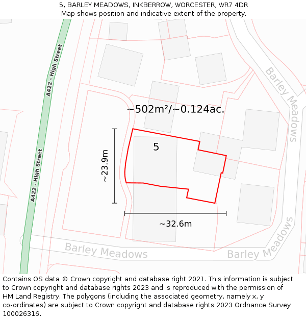 5, BARLEY MEADOWS, INKBERROW, WORCESTER, WR7 4DR: Plot and title map