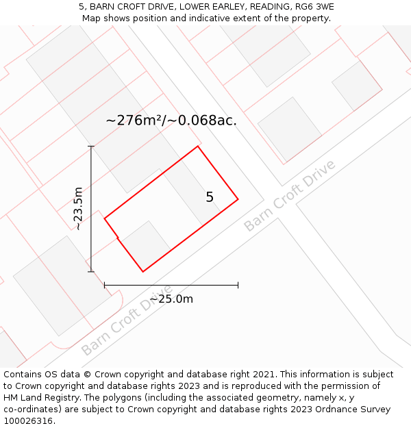5, BARN CROFT DRIVE, LOWER EARLEY, READING, RG6 3WE: Plot and title map