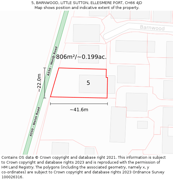 5, BARNWOOD, LITTLE SUTTON, ELLESMERE PORT, CH66 4JD: Plot and title map