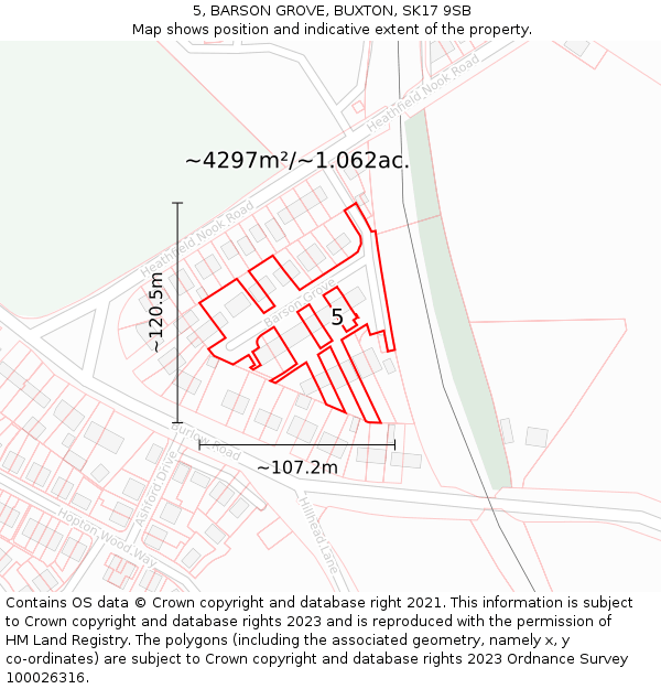 5, BARSON GROVE, BUXTON, SK17 9SB: Plot and title map