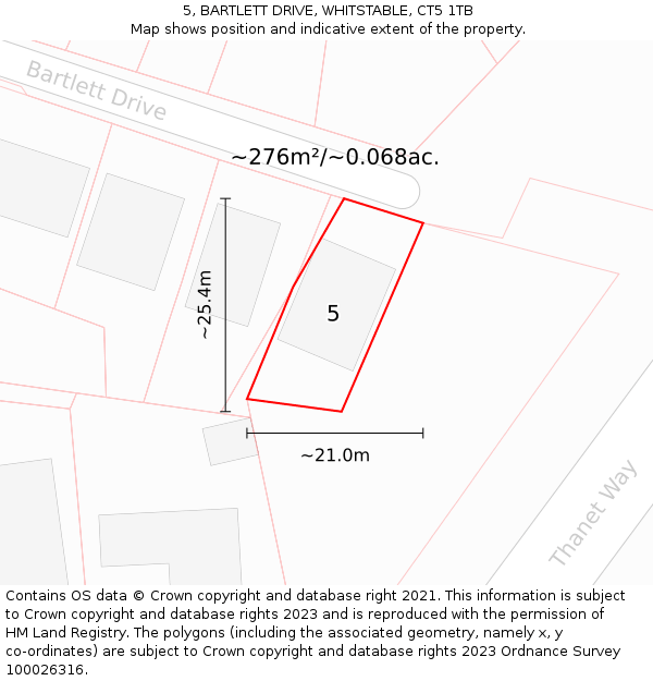 5, BARTLETT DRIVE, WHITSTABLE, CT5 1TB: Plot and title map