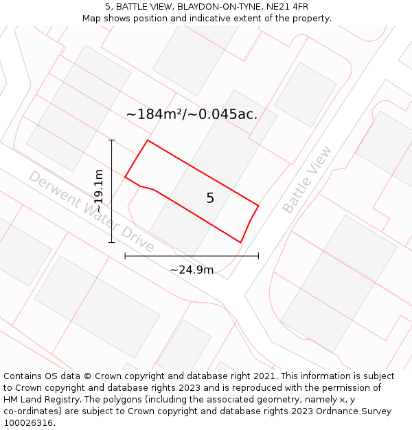 5, BATTLE VIEW, BLAYDON-ON-TYNE, NE21 4FR: Plot and title map