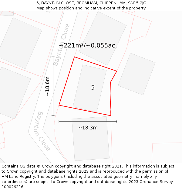 5, BAYNTUN CLOSE, BROMHAM, CHIPPENHAM, SN15 2JG: Plot and title map