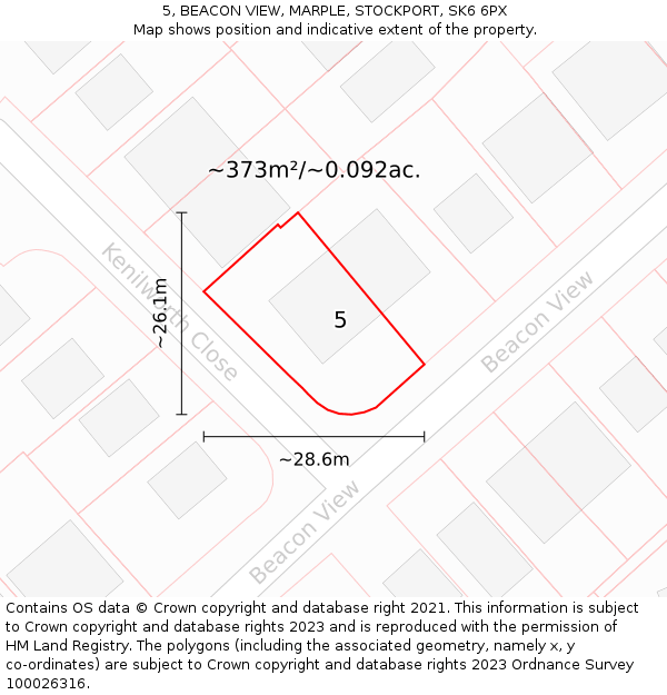 5, BEACON VIEW, MARPLE, STOCKPORT, SK6 6PX: Plot and title map