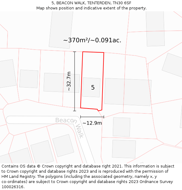 5, BEACON WALK, TENTERDEN, TN30 6SF: Plot and title map