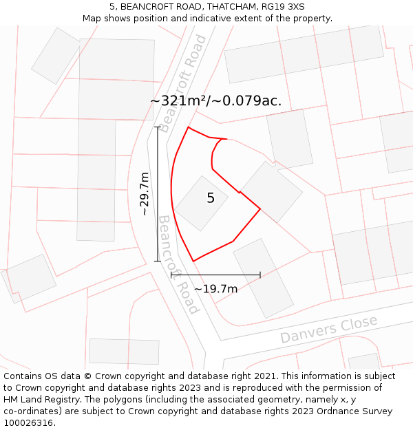 5, BEANCROFT ROAD, THATCHAM, RG19 3XS: Plot and title map