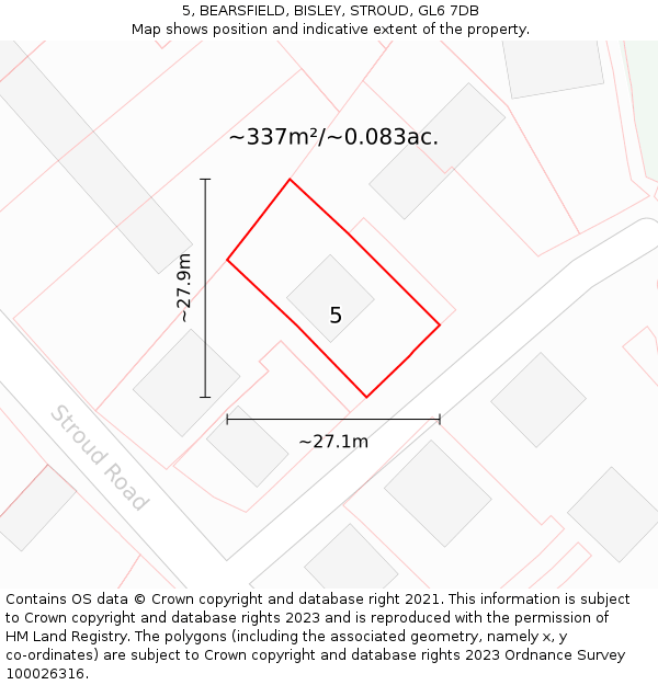 5, BEARSFIELD, BISLEY, STROUD, GL6 7DB: Plot and title map