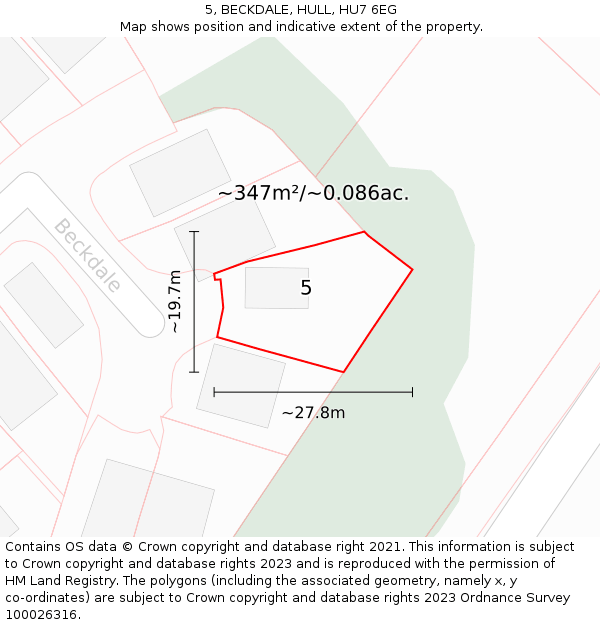 5, BECKDALE, HULL, HU7 6EG: Plot and title map