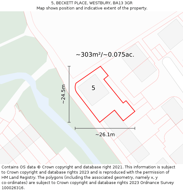 5, BECKETT PLACE, WESTBURY, BA13 3GR: Plot and title map