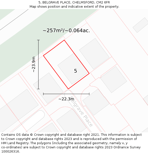 5, BELGRAVE PLACE, CHELMSFORD, CM2 6FR: Plot and title map