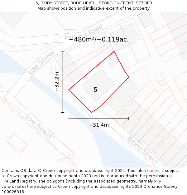 5, BIBBY STREET, RODE HEATH, STOKE-ON-TRENT, ST7 3RR: Plot and title map