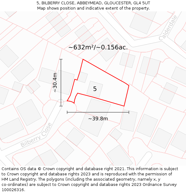 5, BILBERRY CLOSE, ABBEYMEAD, GLOUCESTER, GL4 5UT: Plot and title map