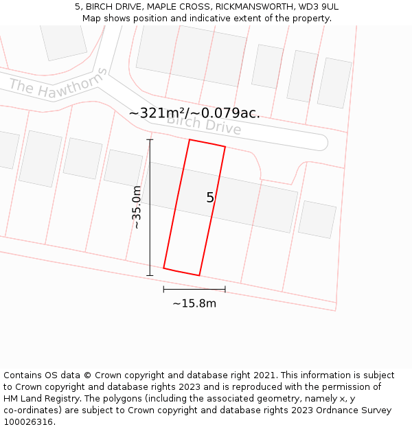 5, BIRCH DRIVE, MAPLE CROSS, RICKMANSWORTH, WD3 9UL: Plot and title map