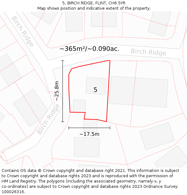 5, BIRCH RIDGE, FLINT, CH6 5YR: Plot and title map