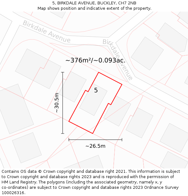 5, BIRKDALE AVENUE, BUCKLEY, CH7 2NB: Plot and title map