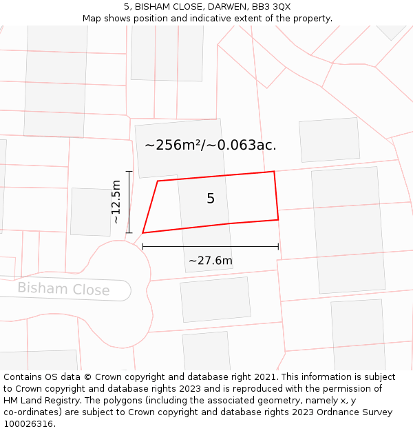 5, BISHAM CLOSE, DARWEN, BB3 3QX: Plot and title map