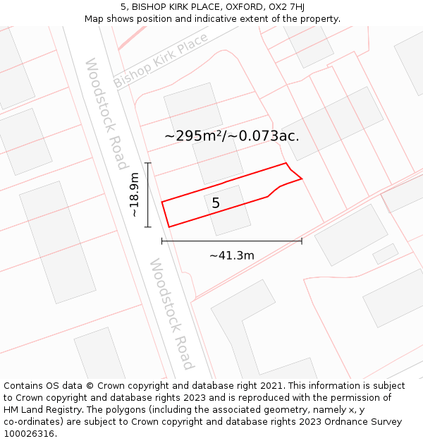 5, BISHOP KIRK PLACE, OXFORD, OX2 7HJ: Plot and title map