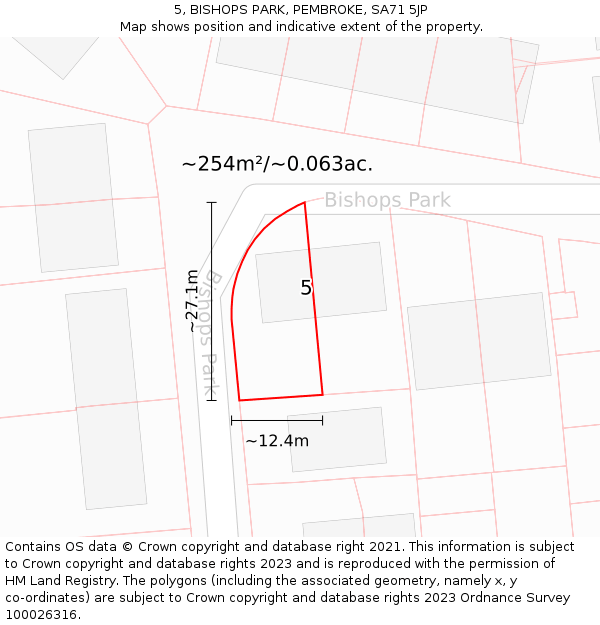 5, BISHOPS PARK, PEMBROKE, SA71 5JP: Plot and title map