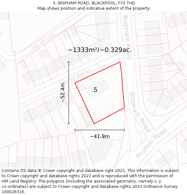 5, BISPHAM ROAD, BLACKPOOL, FY3 7HQ: Plot and title map