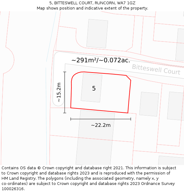 5, BITTESWELL COURT, RUNCORN, WA7 1GZ: Plot and title map