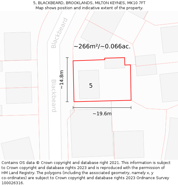 5, BLACKBEARD, BROOKLANDS, MILTON KEYNES, MK10 7FT: Plot and title map