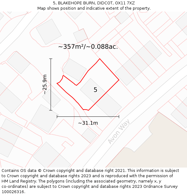 5, BLAKEHOPE BURN, DIDCOT, OX11 7XZ: Plot and title map