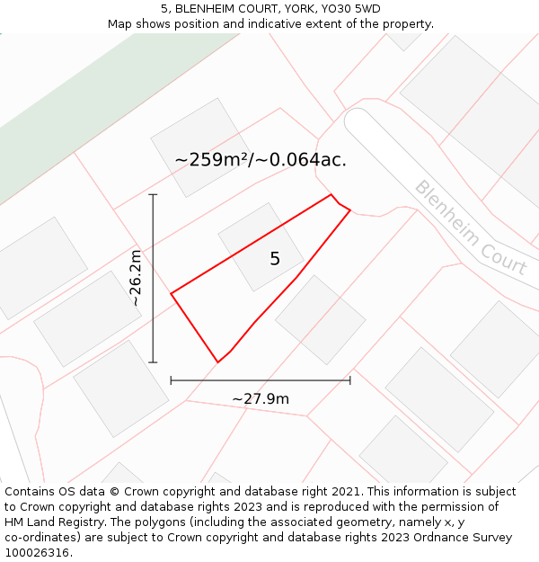 5, BLENHEIM COURT, YORK, YO30 5WD: Plot and title map