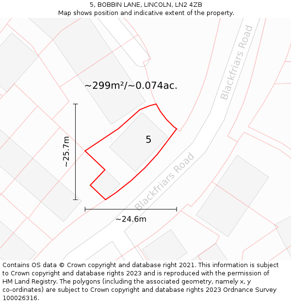 5, BOBBIN LANE, LINCOLN, LN2 4ZB: Plot and title map